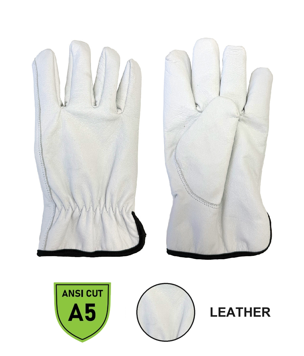 Heavy gauge leather Kevlar puncture resistant gloves