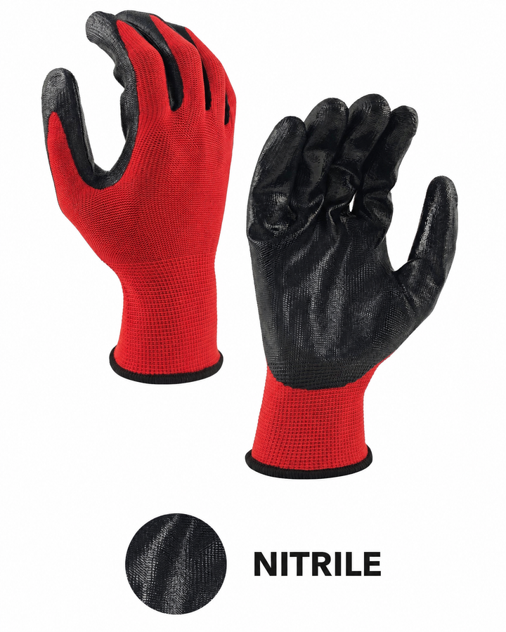 Nitrile Coated Work Gloves - Red