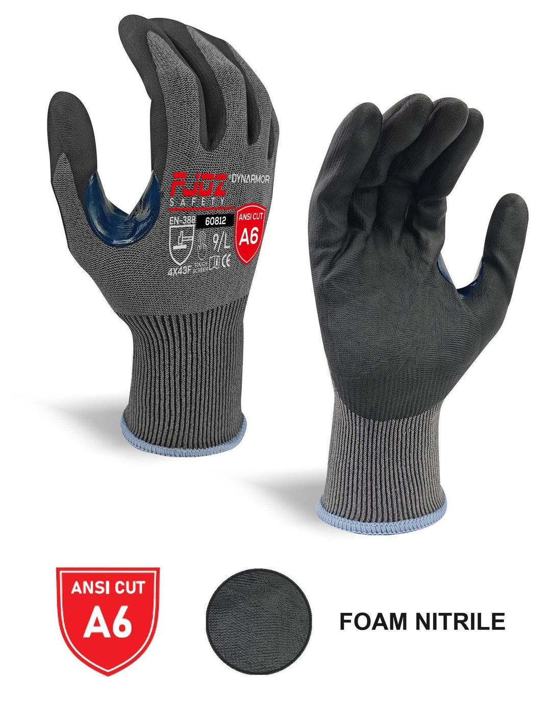 18G foam nitrile A6 cut resistant gloves SKU 60812