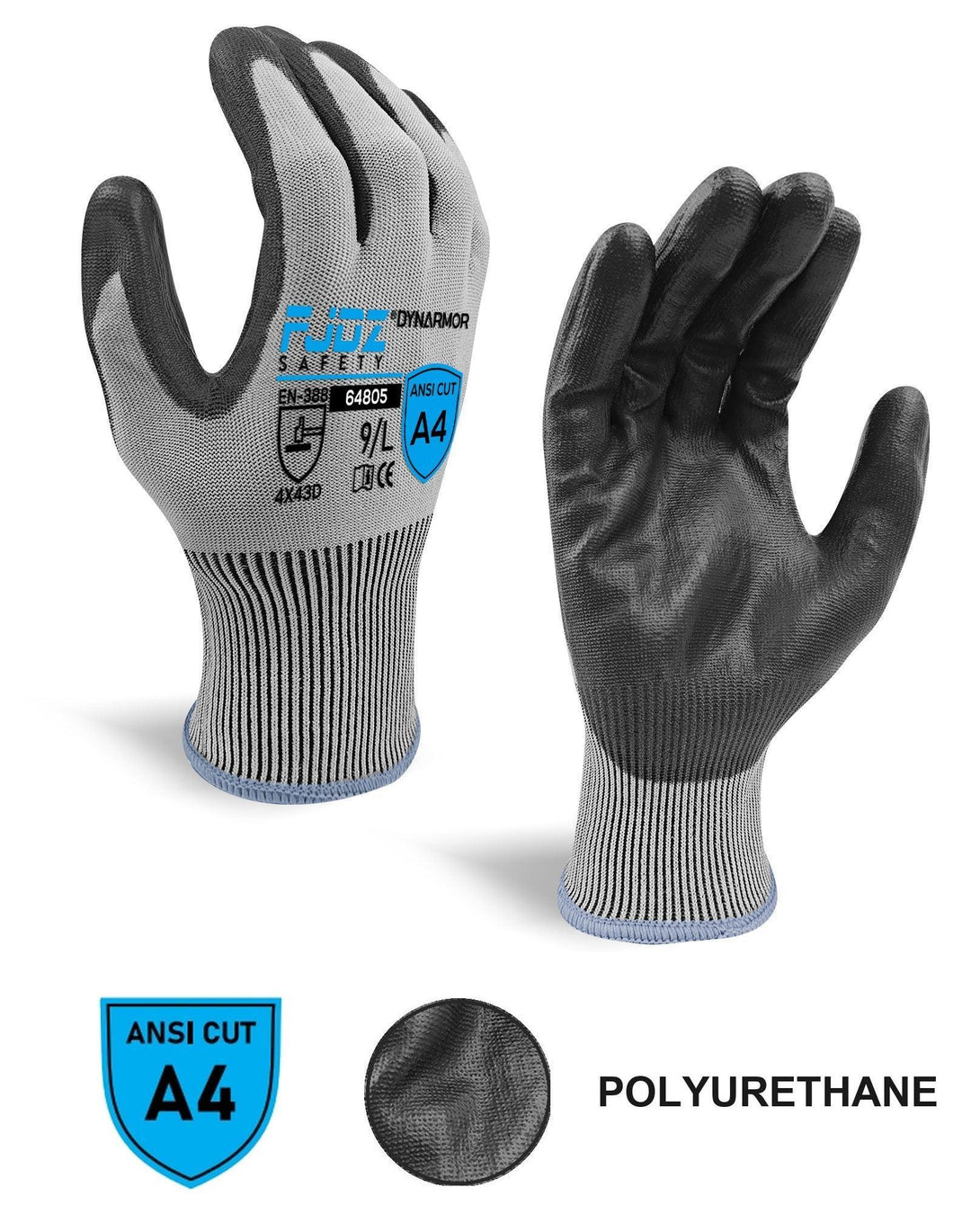 18G polyurethane A4 cut resistant gloves SKU 64805