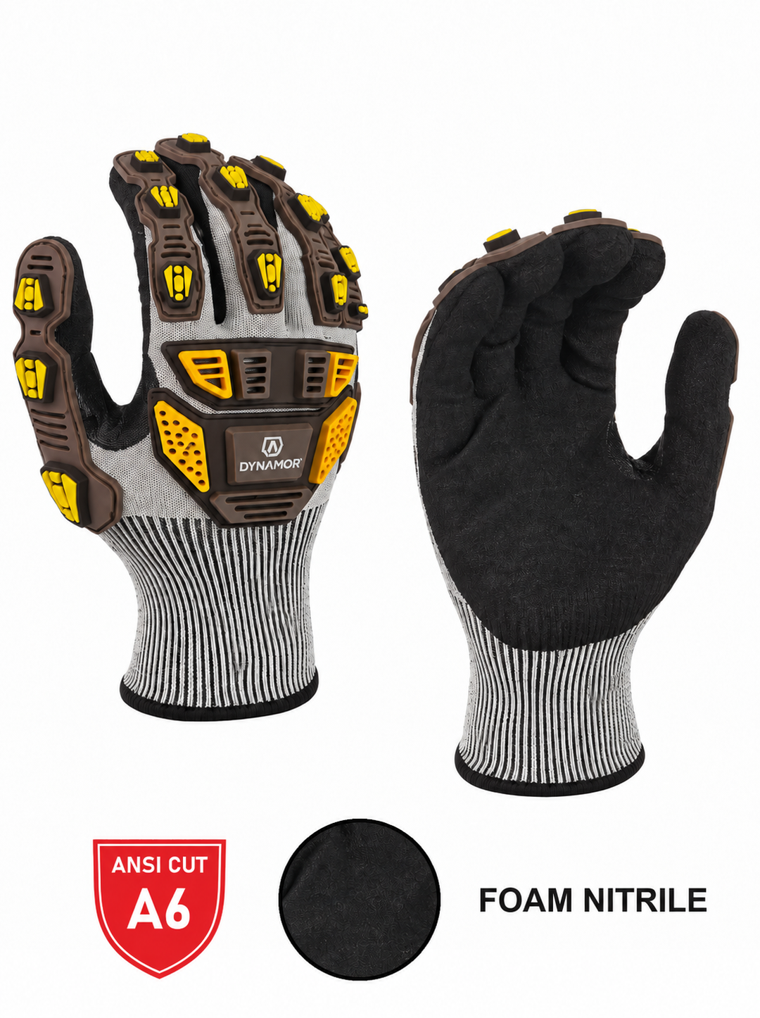 18G Sandy Nitrile Dipped A6 Cut Resistant Impact Gloves SKU 4186