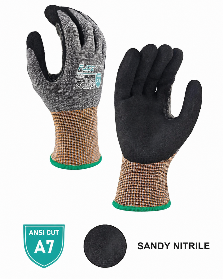 13 Gauge Sandy Nitrile A7 Cut Resistant Gloves